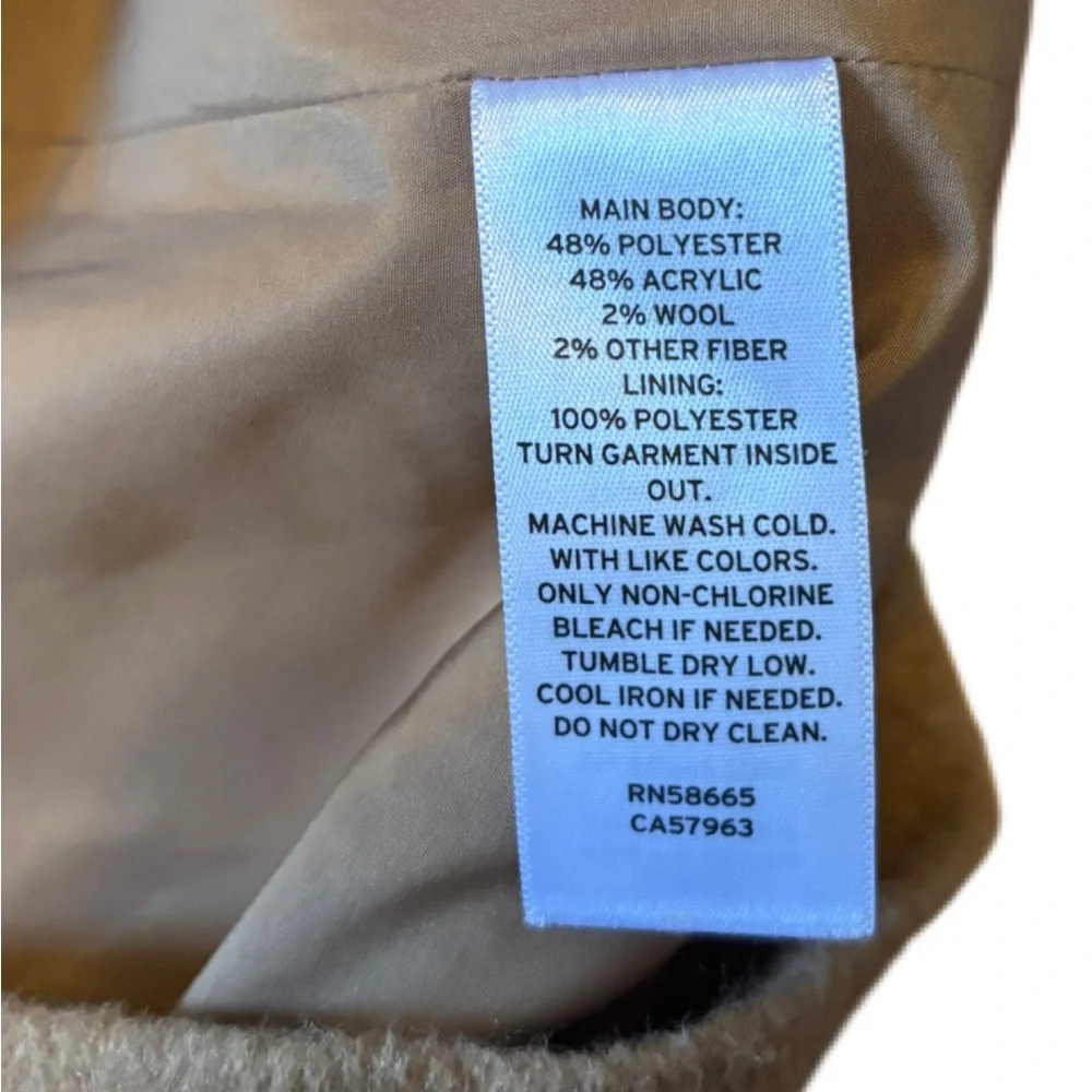 Abound Camel Wool Blend Double-Breasted Maxi Coat - Size Small - Picture 7 of 10